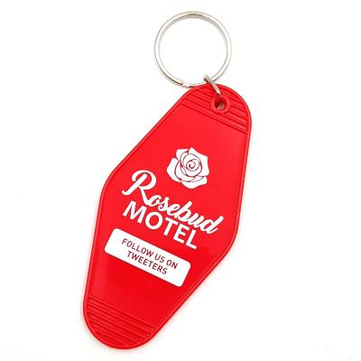 China Custom promotional UV plastic hotel acrylic motel printing motel key chain logo key chain for sale