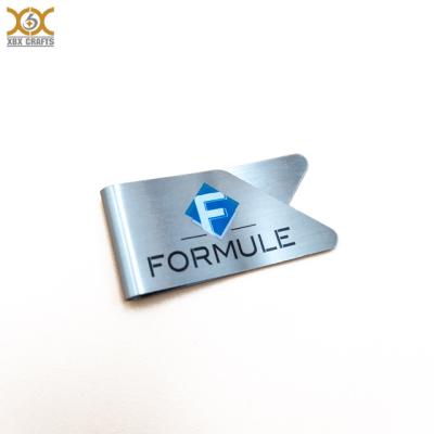 China Promotional Europe Custom Printed Logo Flat Metal Stainless Steel Paper Money Clip for sale