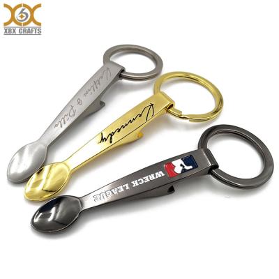 China Custom Metal Mini Spoon Shape Mixed Color Metal Bottle Opener Key Chain for sale