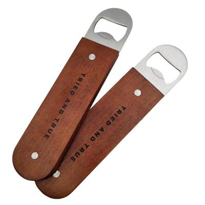 China Viable Wholesale Custom Logo Wooden Bottle Opener With Wooden Handle for sale