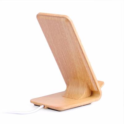 China Mobile Phone Wood Grain QI Fast Wireless Charger With Fast Charging Stand for sale