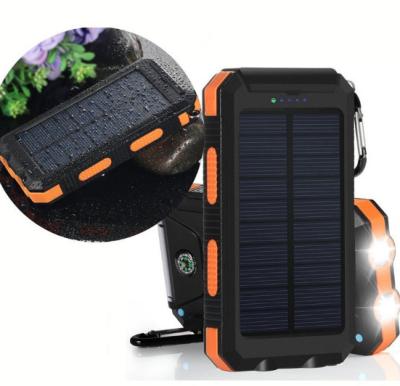 China Portable Solar Panel Charging Solar Power Bank Charger 20000mah Battery Holder Waterproof Solar Panel Charger with Dual LED Flashlights for sale