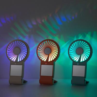 China Mini USB Fan Mini Charging Neck RGB Fan LED Light USB Fan for sale