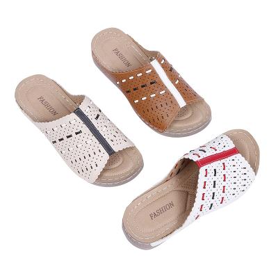 China Roman Women Shoes Summer Platform Waterproof Slippers Wholesale Peep Toe Wedges PU Rubber Slippers For Women for sale