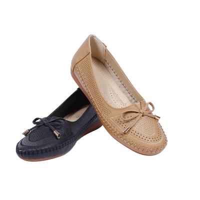 China Deodorization Customized Deodorization PU Heel Loafers Flat Casual Bowknot Non-slip Leather Flats for sale