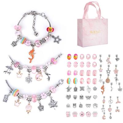 China Hot sale Europe and America fashion DIY style handmade bracelets gift box pink cartoon rose set beaded for sale