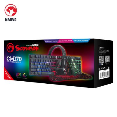 China Marvo Kit Wired Gamer Headset Keyboard Membrane Gaming Mouse and Mouse Pad Combo Kit for sale