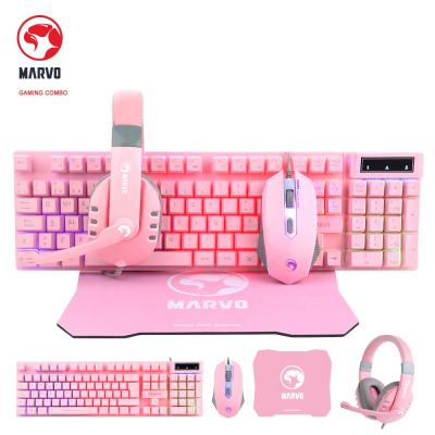 China Membrane juegos Wired Marvo CM370 Gamer Headset Keyboard Mouse and Mouse Pad Combo Combo Kit for sale