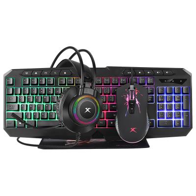 China Four in One Suit Wholesale Price Gaming Keyboard and Mouse Headset Computer Combo Kit for PC Gamer Desktop OEM for sale