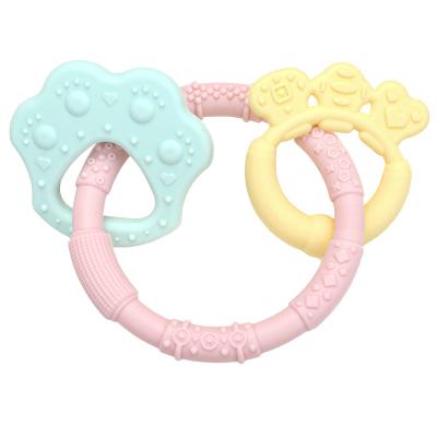 China Soft Toy High Quality Cheap Baby Teether Silicone Chewable Toy Baby Teething Bracelet Ring Teether for sale