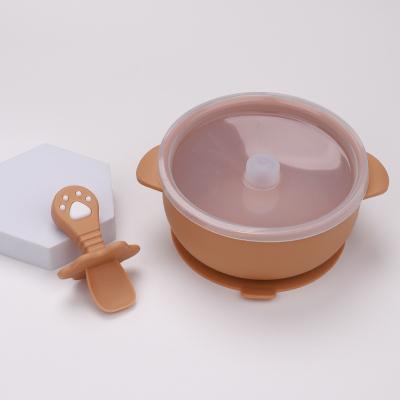 China BPA Free Hot Sale Factory Supplier Silicone Baby Feeding Suction Bowl with Spoon for sale