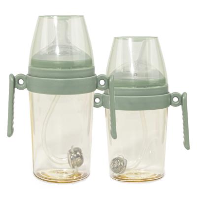 China Wholesale BPA Free Baby Milk Feeder Bottle Sippy Cup Storage Pot PPSU Wide Neck With Handle Baby Feeding Bottle for sale