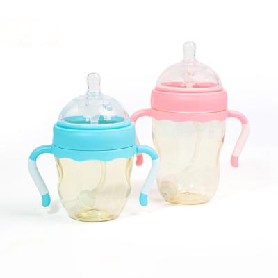 China BPA Free 2022 Wholesale New Baby Milk Feeder Bottle Sipping Cup Storage Pot PPSU Wide Neck With Handle Baby Feeding Bottle for sale