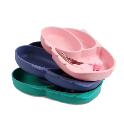 China Good Quality Contemporary Soft Spoon Child Suction Set Large 3 PC Bowl Child Toddler Dish for sale