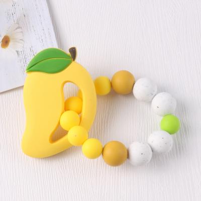 China Food Grade Silicone Teether Fruit Design Silicone Beads Baby Toys Natural Rubber Chewable Organic Baby Teether for sale