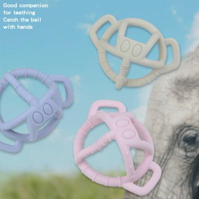 China New Design Custom Popular Mexican Antibacterial Silicone Rattle Baby Elephant Ball Set Baby Teether 100% Edible Silicone for sale