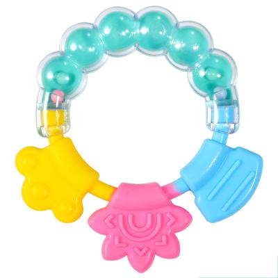 China BPA Free Fast Shipping BPA Free Strap Teether Sensory Toys Teething Rattle Rainbow Silicone Baby Beads Teether for sale