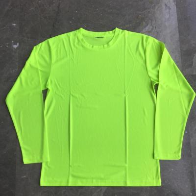 China Plain Anti-Shrink Mesh Long Sleeve Fluorescent Yellow T-Shirt for sale