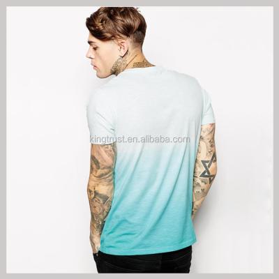 China Premium Anti-Pilling Mens Dip Dye T-Shirt, Fancy Blue Dip-D T-Shirt, Custom 100% Cotton Two Tone T-Shirt for sale