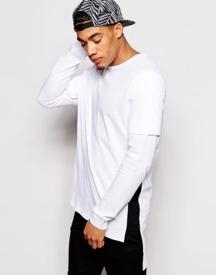 China Anti-pilling Long Big Back Edge White Men's Tee, Extended Oval T-shirt, Oval T-shirt Wholesale for sale