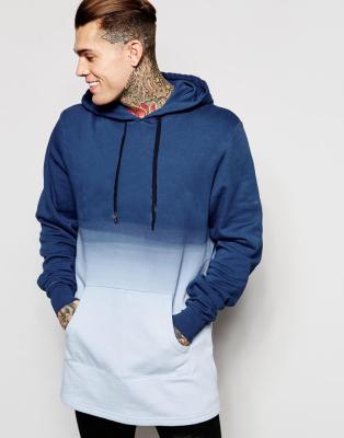 China Wholesale aplet color gradient anti-pilling men's hoodie blank,customized link dyed long blank hoodies for sale