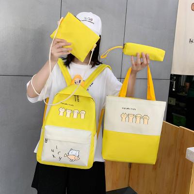 China 2021 New Design Waterproof Canvas 4pcs School Bags Backpack Kids School Bag Set High Quality Unisex Set for sale