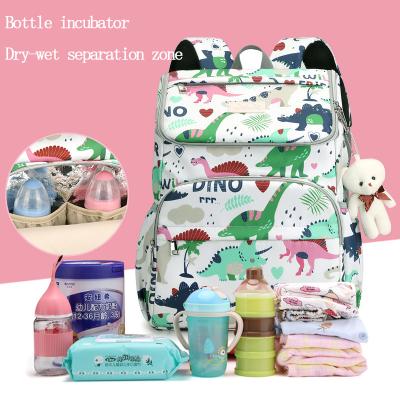 China New Large Capacity Dry-Wet Mother-to-Baby Bag Independent Insulated Bag Mother Shoulder Cartoon Separation Milk Warehouse Diaper Bag for sale