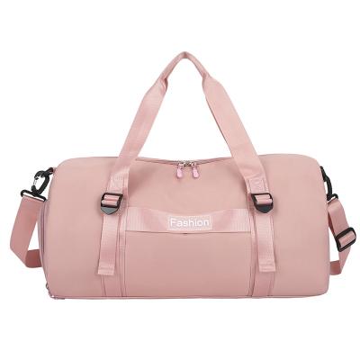 China Pink Oxford weekender bag sports women yoga fitness travel bag duffle large capacity travel bag with dry and wet separation for sale