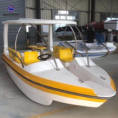 China Lake 6-8 Seats Electric Fiberglass Boat Family Party Leisure Finished Boat for Sea and Lake for sale