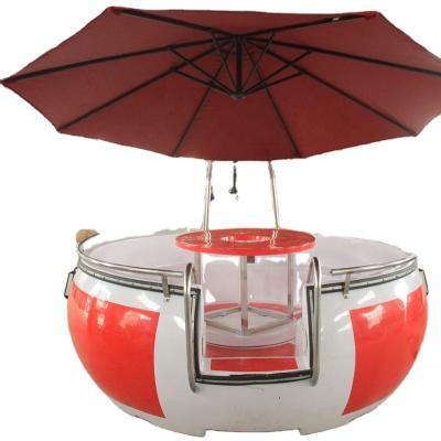 China Cheap price electric water entertainment BBQ boat water donut restaurant FRP barbecue floating boat for sale for sale