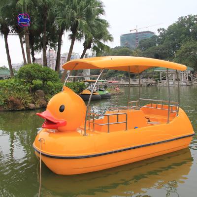 China Water Park Self-Drainage System Family Fiberglass Pedal Boat Water Park Equipment Yellow Duck Water Pedal Boat For Sale for sale