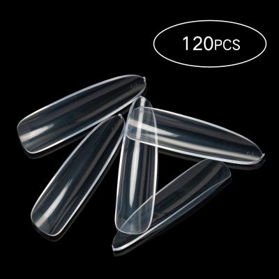 China 2021 New Design FOCSTAR 2021 New Design FOCSTAR 120pcs Full Cover Transparent Long False Nail Artificial Nails With Case for sale