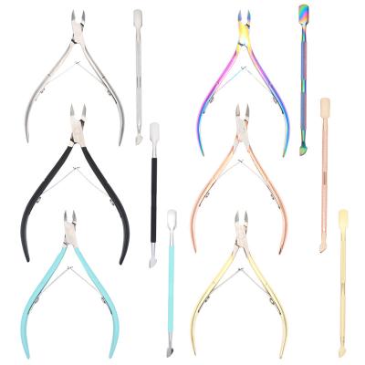 China Professsional Finger FOCSTAR Stainless Steel Nail Cuticle Nippers and Pusher Set for sale