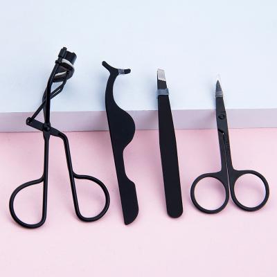 China 2021 New Arrival High Quality FOCSTAR 4 in 1 Lash Curler Applicator Tweezers Eyelash Curler Set Eye Scissors Kit (BT3043) for sale