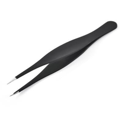 China FOCSTAR High Quality and Top Selling Best Selling on Amazon Black Professional Sharp Stainless Steel Eyebrow Tweezers for Ingrown Hair (BT4015) for sale