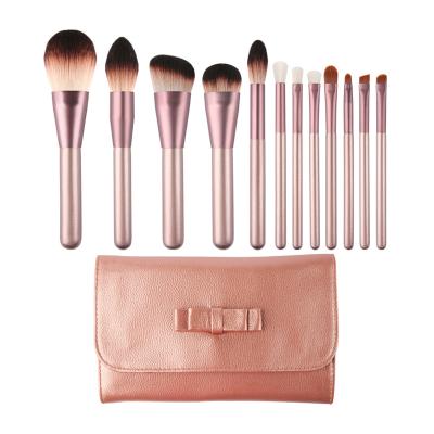 China High-end FOCSTAR 12pcs Rose Gold Cosmetic Brush Set Spot Brush Beauty Tool in Pocket Bag for sale