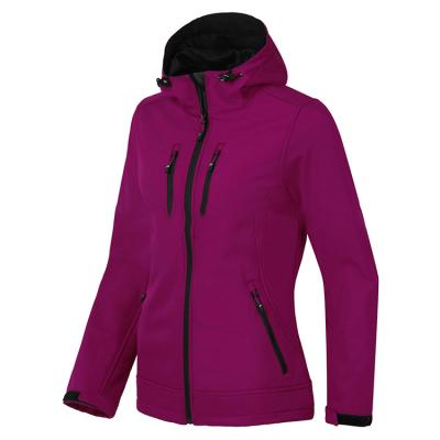 China Women's Ski With Removable Hood Breathable Fleece Lined And Water Repellent Softshell Jacket for sale