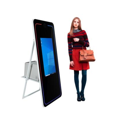 China Hot SDK Foldable Selfie Mirror Photo Booth Machine Led Frame Mirror Photo Booth Magic Mirror Photo Booth With Printer Case Transport for sale