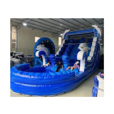 China PVC Commercial Adult Inflatable House Water Slide Pool Bounce House With Swimming Pool for sale