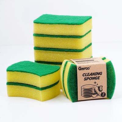 China Viable Pot Sponge Scrubber Houseware Cleaning Volume And Stabilized Paper Card Package Non-scratch Protection High Density Sponge Supplies for sale