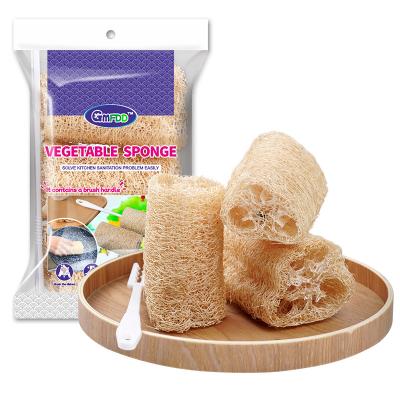 China Loofah brush eco-friendly sustainable scrubbing family use 3 piece handmade and organic bag packing OEM design cleaning clolth for sale