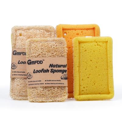 China Sustainable Environmental Loofah Cleaning Sponge Washing Dishes Kitchen Cleaning Stove Cleaning Double Effect Nature Green Material for sale