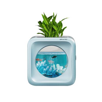 China Own design creative lamp mini aquarium fish tank plants led table lamp new light 181mm 2w RGB 181X115X181mm for sale