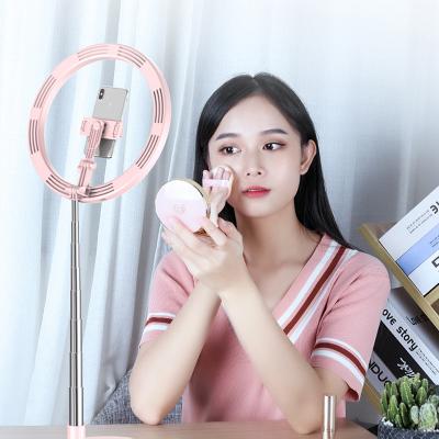 China Modern Design Mobile Phone Holder Ring Light 29cm Indoor Unique Circle Led Collapsible Ring Light For Live Show for sale