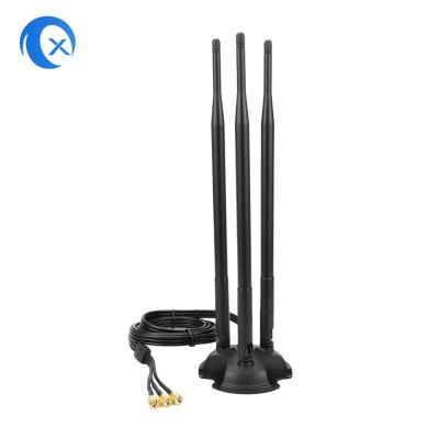 China 2.4G/5G Triple 7dBi Antenna WiFi Bluetooth Wireless Extender Magnetic Mount Antenna With RP-SMA Male Connector for sale