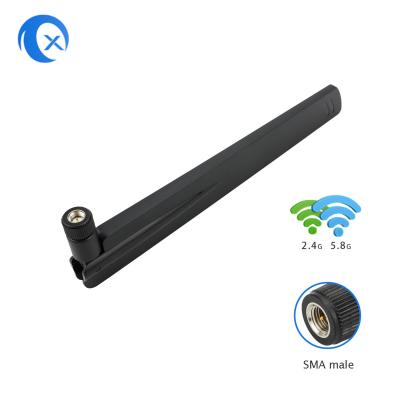 China antena dupla de Omni WiFi da faixa de 5dBi 2.4G 5G com o conector do RP SMA do giro à venda