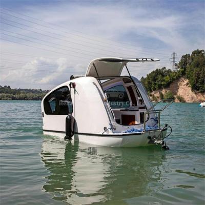 China Mini Motorhome Glass Fiber Ultralight Powerful Trailer Travel Trailer Amphibious Camper Caravan Camping RV Boat for sale