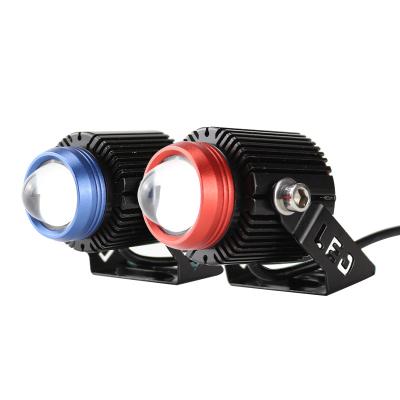 China PC+Aluminum Motorcycle LED Headlight Two Color Daytime Running Lamp Automobile Fog Lamp Refitting Far And Near iintegration for sale