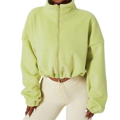 China Plus Size Women's High-Neck Solid Sports Loose Sleeved Sweatshirt Outdoor Full Drawstring Running Zipper Along for sale