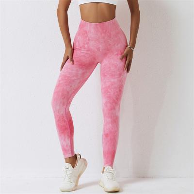 China Breathable Custom Logo High Waist Seamless Tie Dye Tight Fitness Yoga Wear Butt Crac! crack! tight yoga leggings for women for sale